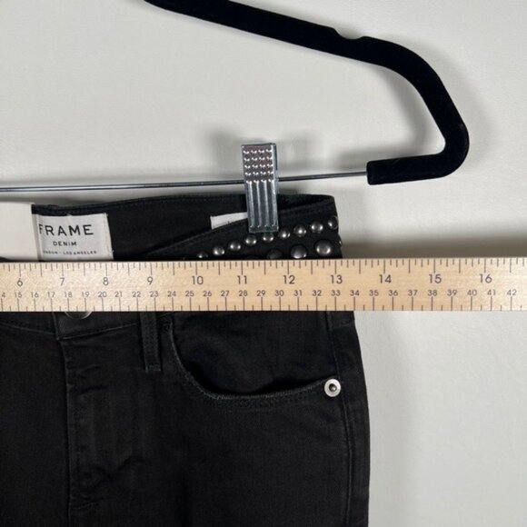 NWT FRAME Denim Le High Straight-Leg Band Studded Jeans-Troupe High-Rise Size 24 - Picture 7 of 16